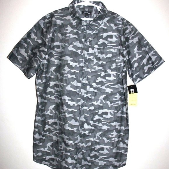 NWT ART CLASS BOYS BUTTON DOWN GRAY CAMO CAMOUFLAGE SHORT SLEEVE SHIRT XL - Picture 2 of 8